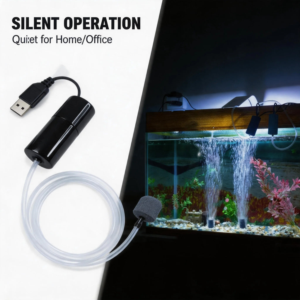 Aquarium Aerator Portable USB with Copper Cores Motor Quiet Operate Oxygen Pumps for Tanks and Fishing Fish Tanks Aerator Pumps Oasis Select