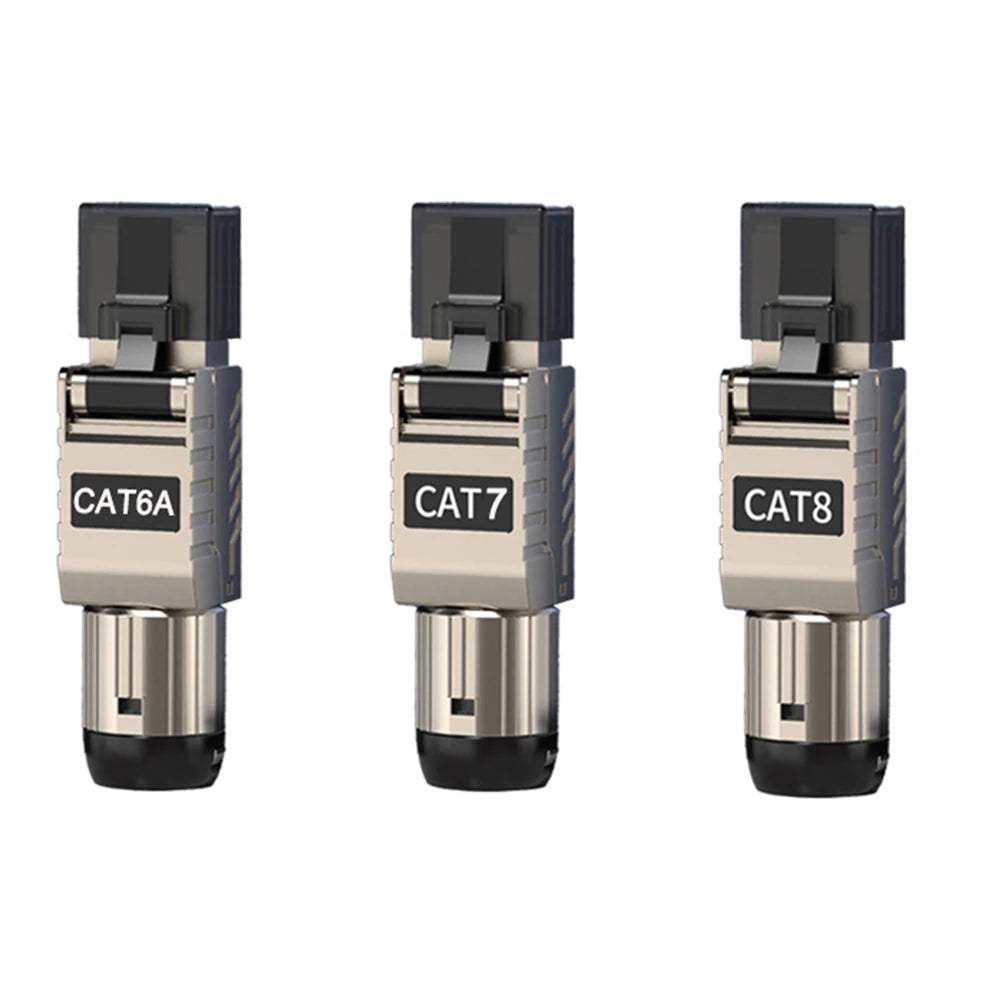 RJ45 Cat8 Tool-Free Metal Plug | 40G 2000MHz LAN Connector