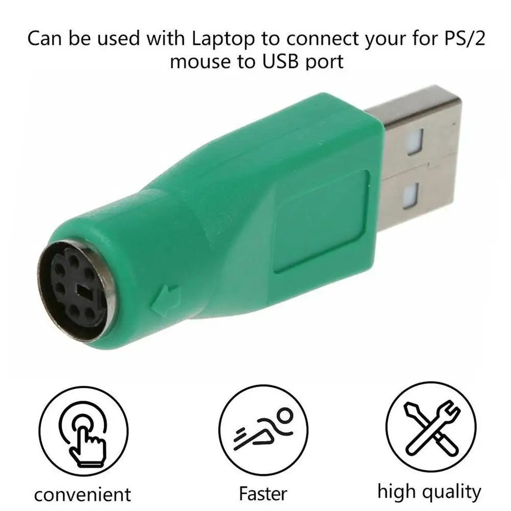 USB to PS/2 Adapter – USB Male to 6-Pin Female Converter