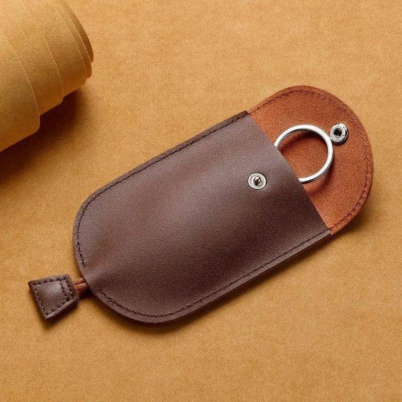 Retro Pull Out Key Holder PU Leather Key Case Portable Keychain Pouch Multi-Functional Mini Coin Purse For Men Women Daily Use Oasis Select