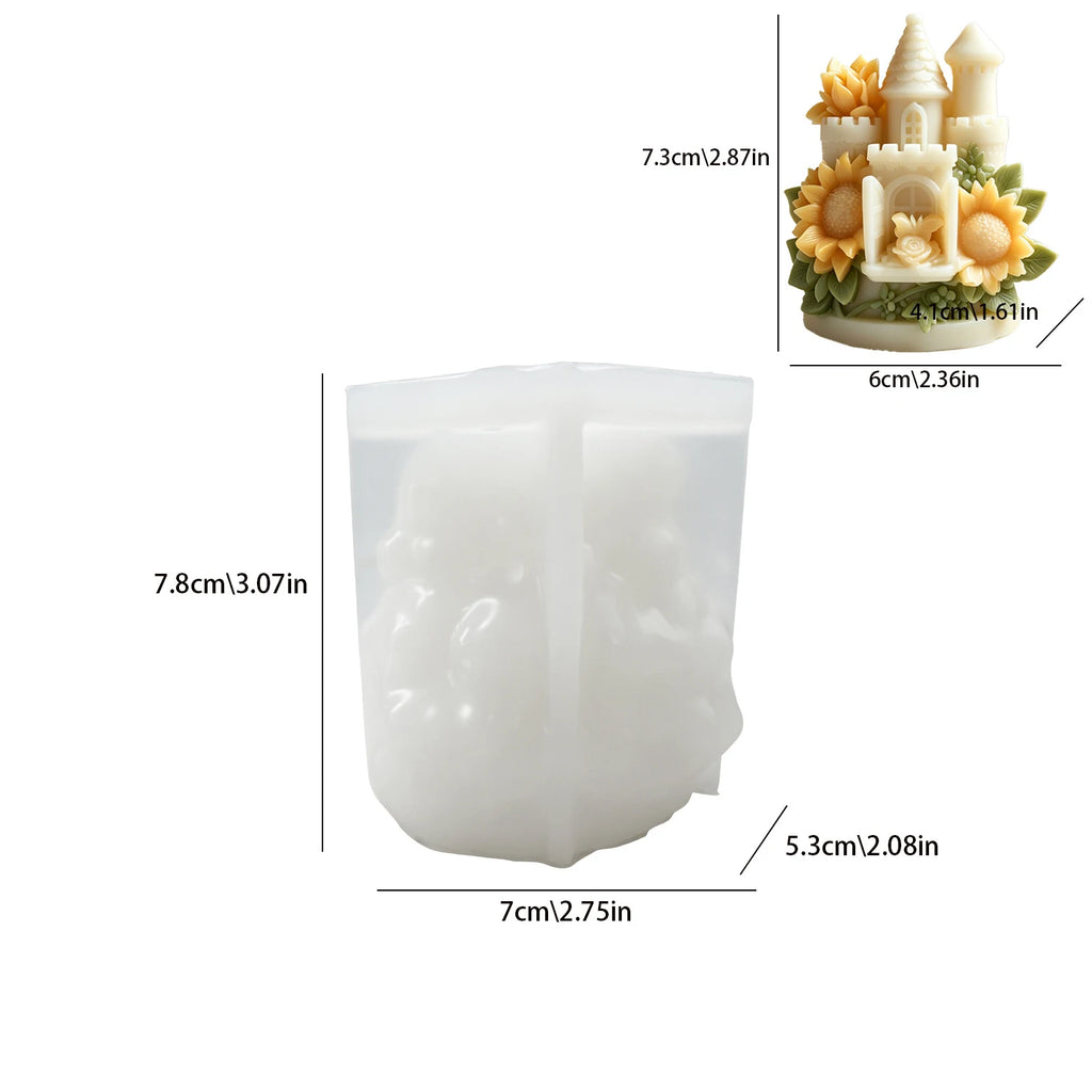 3D Sunflower Castle Silicone Mold Reusable Handmade Mold for DIY Aromatherapy Candle Plaster Home Decor Crafts Oasis Select