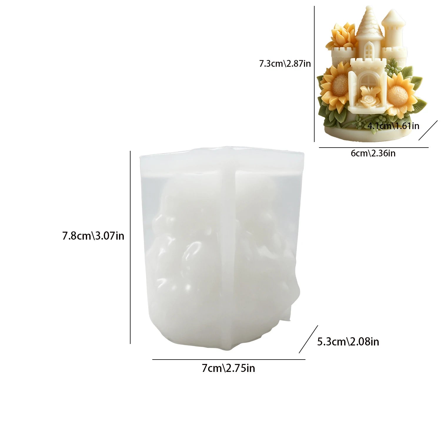 3D Sunflower Castle Silicone Mold Reusable Handmade Mold for DIY Aromatherapy Candle Plaster Home Decor Crafts Oasis Select