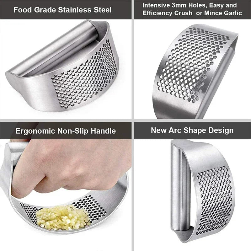Upgraded Stainless Steel Garlic Press Squeezer Manual Garlic Ginger Rocker Crusher Garlic Cutting Mince Tools Kitchen Gadgets Oasis Select