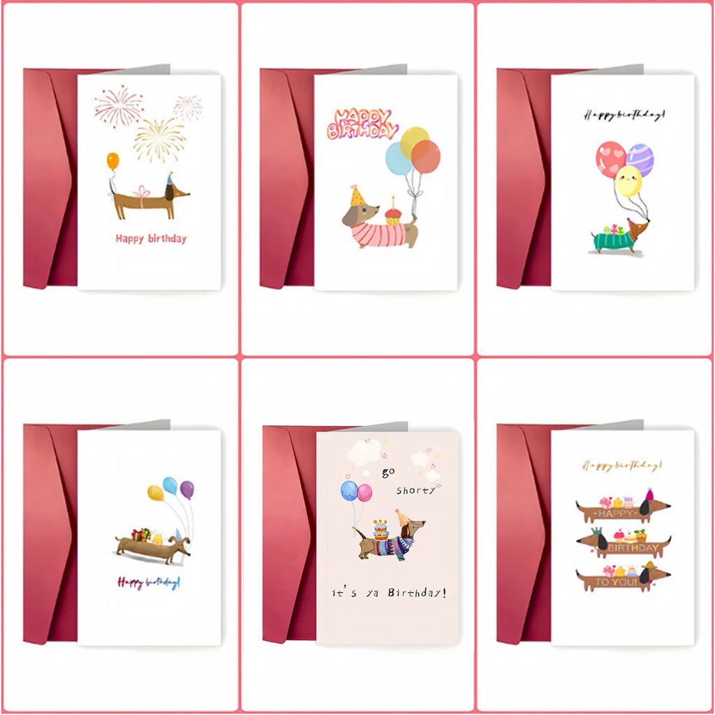 Funny Birthday Card Dachshund Weenie Dog Gifts for Dog Birthday Him Her Cute Wiener Dog Gift for Pet Lovers Owners Oasis Select 6pcs