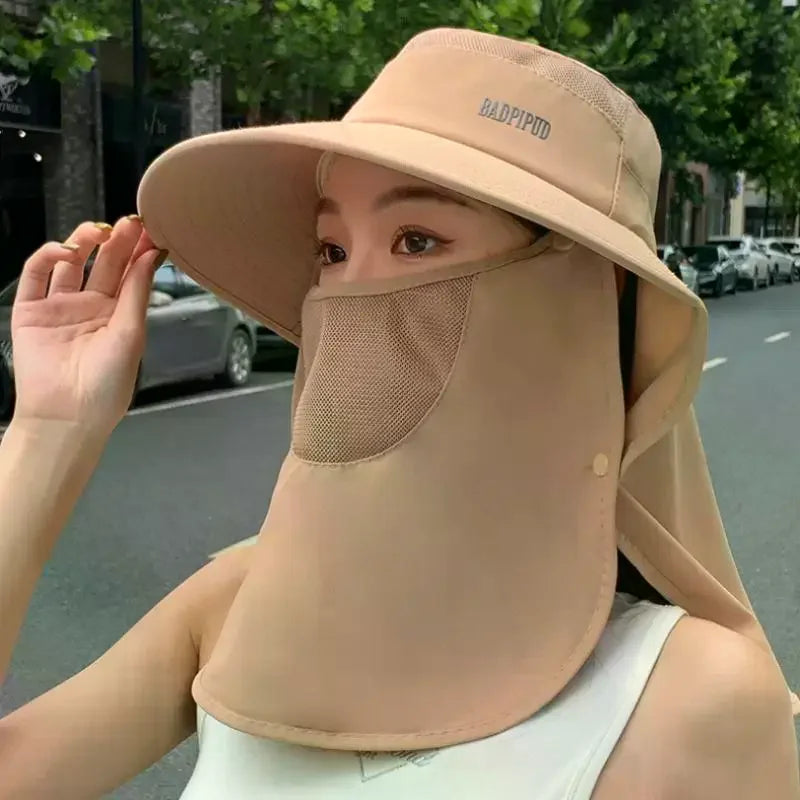 Women's UV Protective Wide Brim Sun Hat With Shawl Neck Protection Breathable Summer Outdoor Sports Fishing Hat Oasis Select