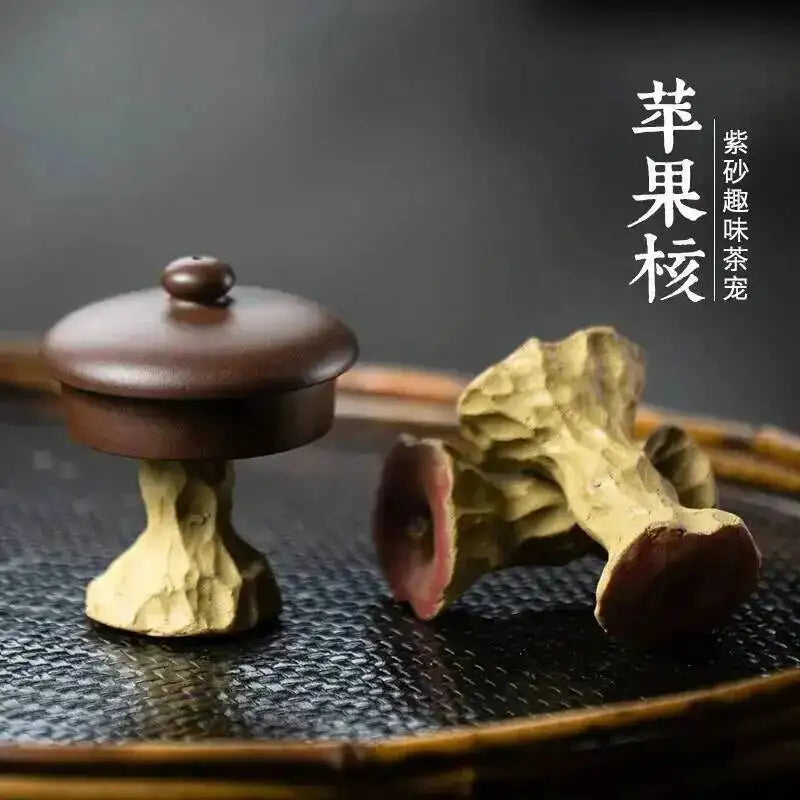 Original Ore Purple Clay Tea Pet Tea Play Apple Core Pen Holder Small Ornament Imitation Lid Drag Tea Ceremony Oasis Select