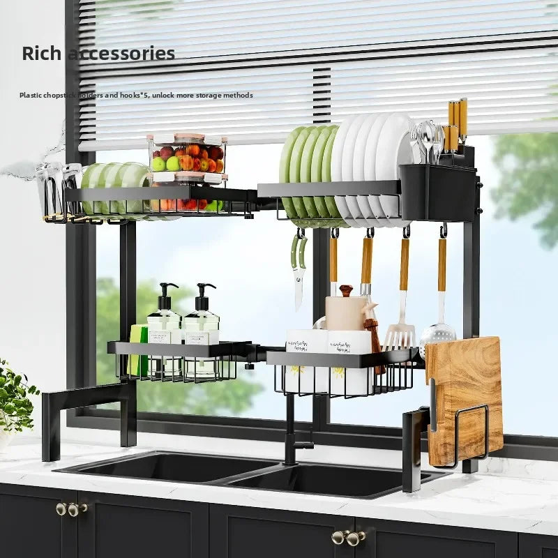 Kitchen Shelf Sink Bowl Rack Tableware Drain Rack Multifunctional Household Dishwasher Kitchen Utensils Dish Storage Rack Oasis Select
