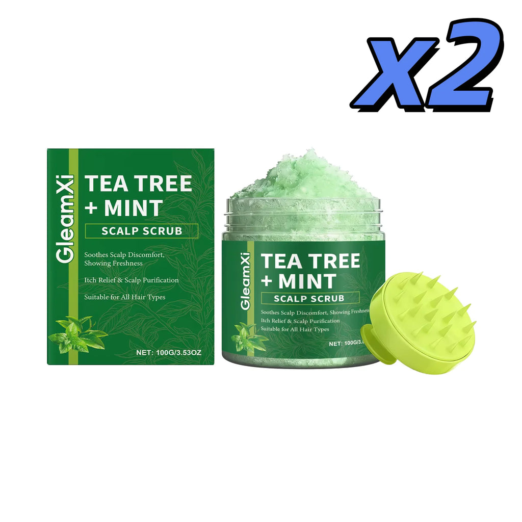 Tea Tree Scalp Scrub Anti-Dandruff Oil Control Refreshing Fluffy Anti-Breakage Soothing Nourishing Hair Deep Cleansing Shampoo Oasis Select 2 x 100g boxed