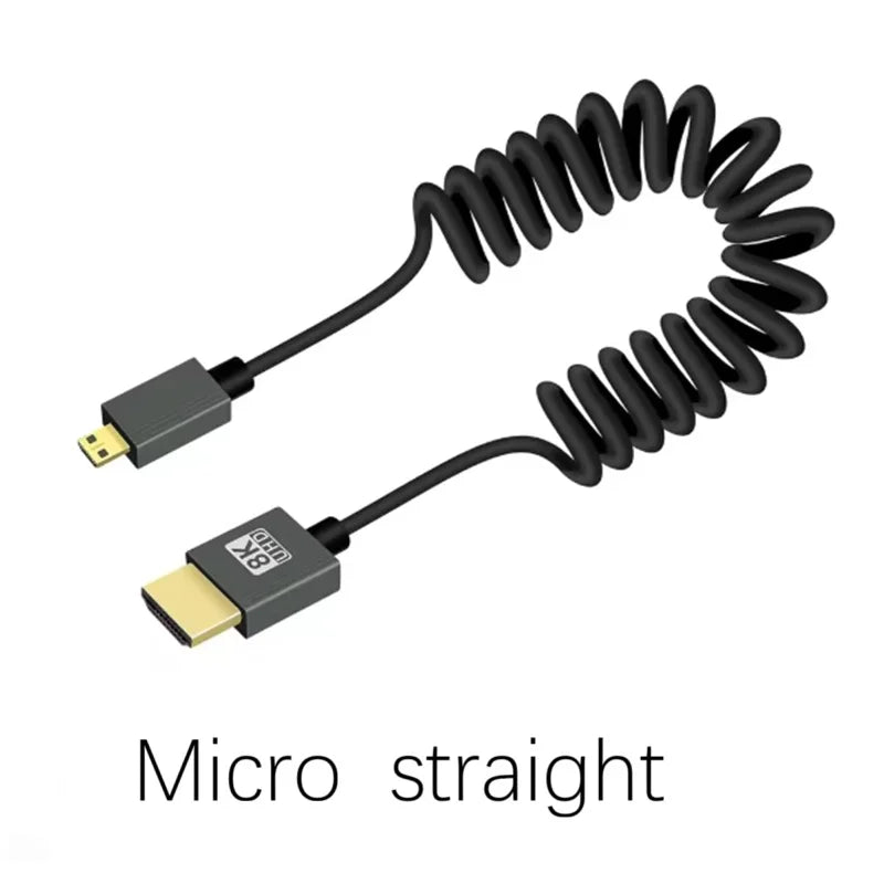 8K HDMI Cable Mini Micro HDMI to HDMI-compatible cable Mini HDMI Micro HDMI Coiled Cord for Laptop Camera DV Monitor Display Oasis Select Micro Straight