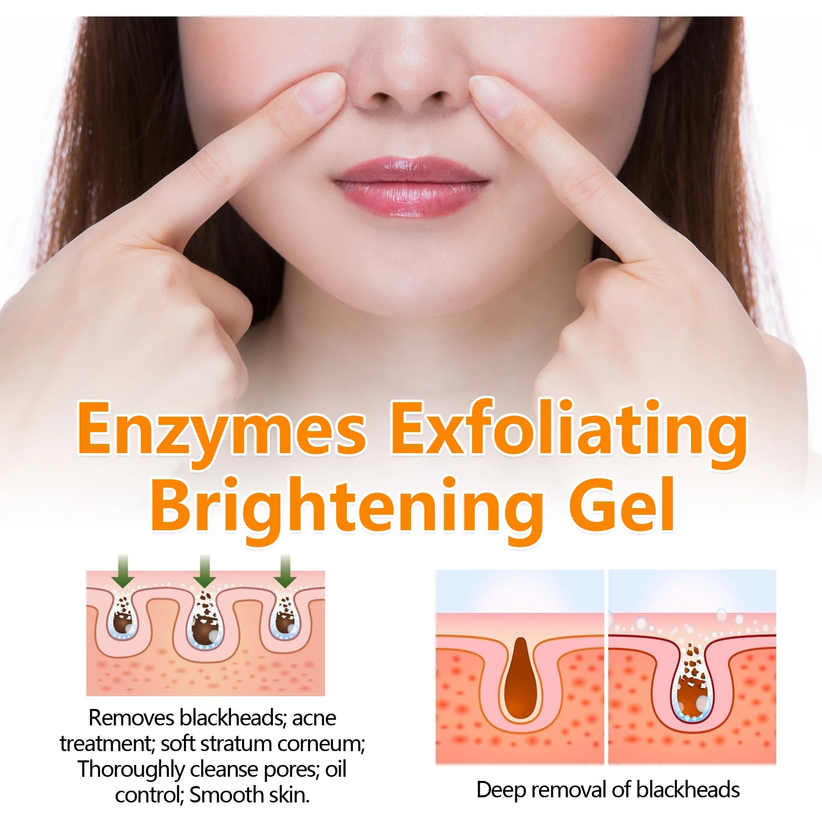 Enzymes Exfoliating Brightening Gel Salicylic Acid Blackhead Dead Skin Remover Cleansing Shrink Pores Brightening Delicate Skin Oasis Select