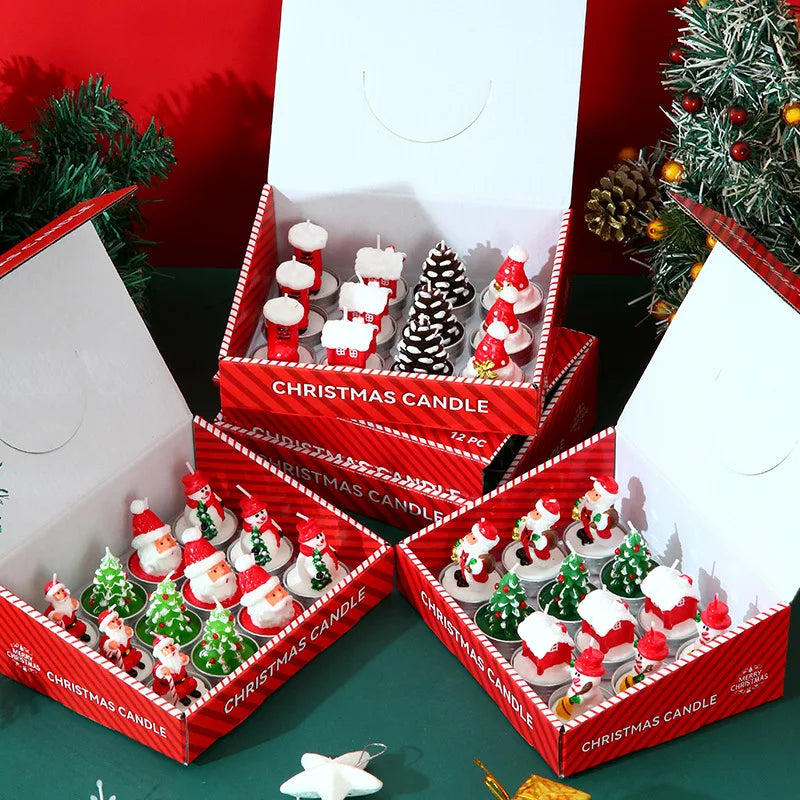 Christmas Mini Candle Set – 12 Festive Paraffin Wax Figures