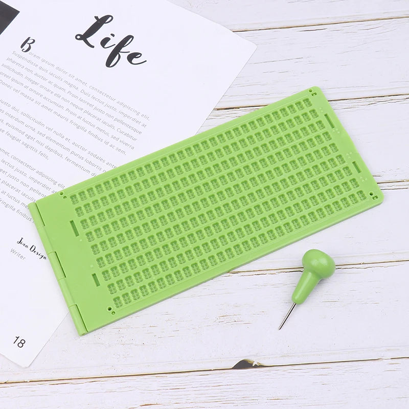 1Set 9 Lines 30 Cells Practical School Plastic Braille Portable Writing Slate With Stylus Oasis Select