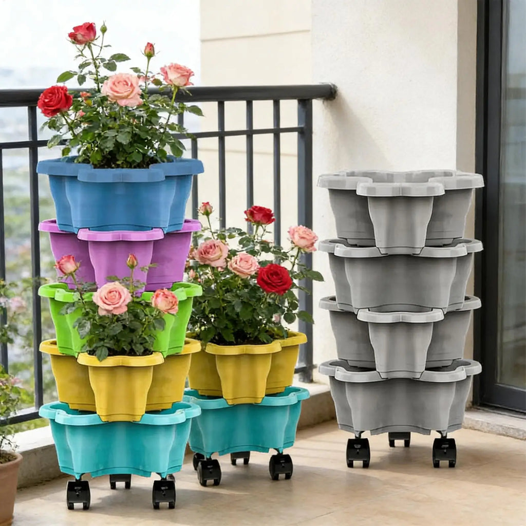 Strawberry Tower Planter Secure Vertical Weatherproof Stackable Planter Indoor Outdoor Gardening Pots for Yard Farm Patio Oasis Select