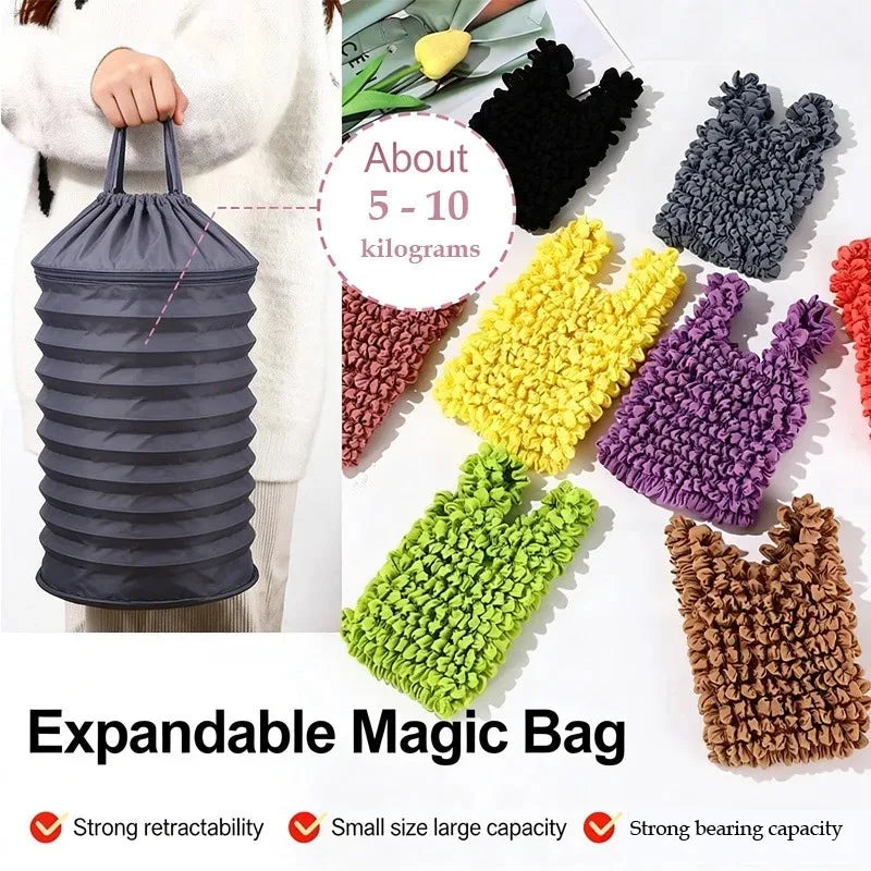 Magic Expandable Shopping Bag Large Capacity Pleated Tote Reusable Foldable Handbag Portable for Grocery Travel Picnic Oasis Select