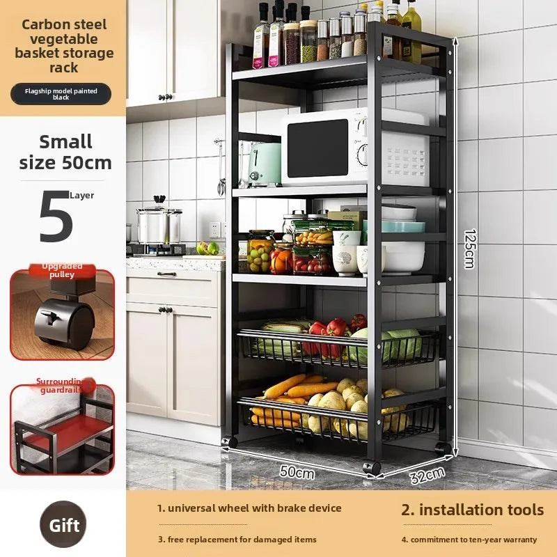 Kitchen vegetable basket rack floor-to-ceiling multi-layer stainless steel shelf new multi-functional kitchen utensils storage Oasis Select 6