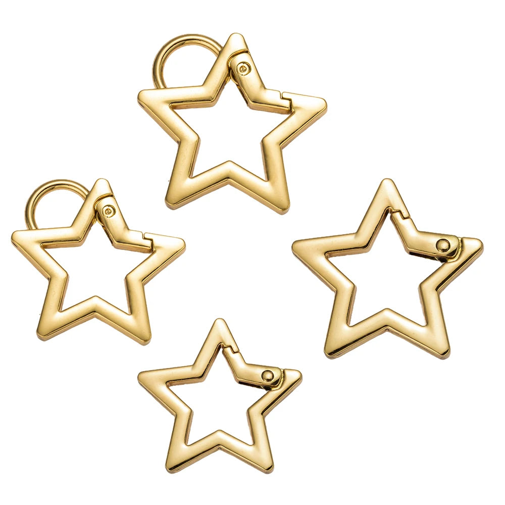 5pcs Star Small Carabiners Clips Metal Trigger Spring Rings Snap Hooks DIY Charms Accessory for Keychains Bag Purse Craft Making Oasis Select
