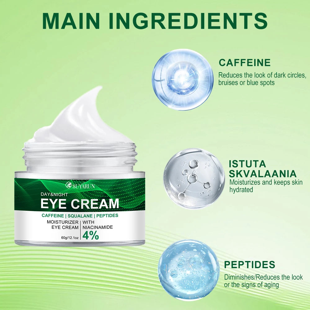 SUYARUN Anti-Aging Eye Cream Niacinamide & Plant Squalane Dark Circle Treatment, Wrinkles Reduction, Hydrating Care.-Glass Jar- Oasis Select
