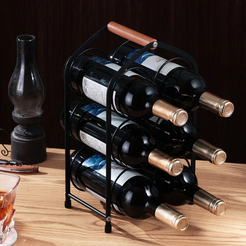 red wine rack European wooden handle portable wine bottle rack desktop wine cabinet ornament red wine display rack Oasis Select