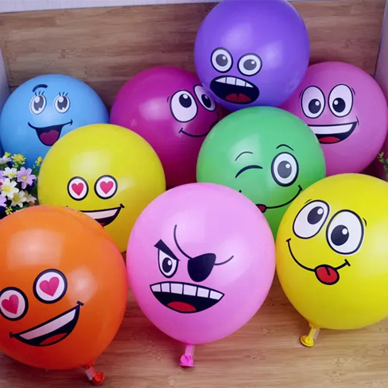 10/20/40/60pcs Children'S Birthday Party Is Decorated With Lovely Smiling Face Printing Large Big Eyes Smiley Face Latex Balloon Oasis Select