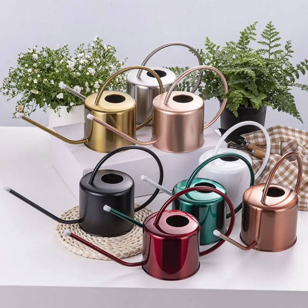 Sprinkler Stainless Steel Watering Can Rustproof Leakproof Comfortable Watering Pot 1.3L Long Nozzle Spray Kettle Gardening Oasis Select