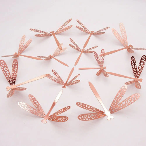 12-Pack 3D Dragonfly Wall Stickers – Gold Silver Rose Gold Wall Decal Stickers Oasis Select