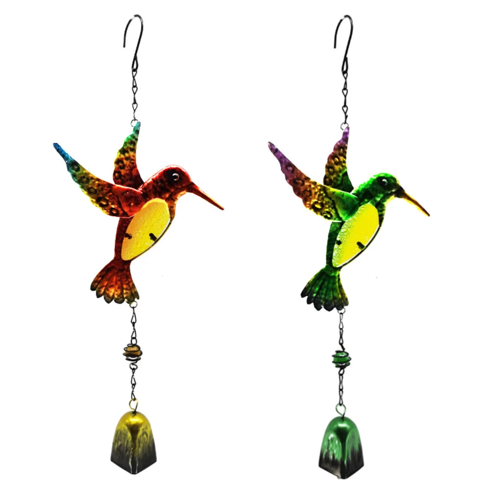 Wind Chime Hummingbirds Dragonflies Metal Glass Painted Crafts Hanging Pendants Bell Aluminum Pipe Home Courtyard Hanging Decors Oasis Select
