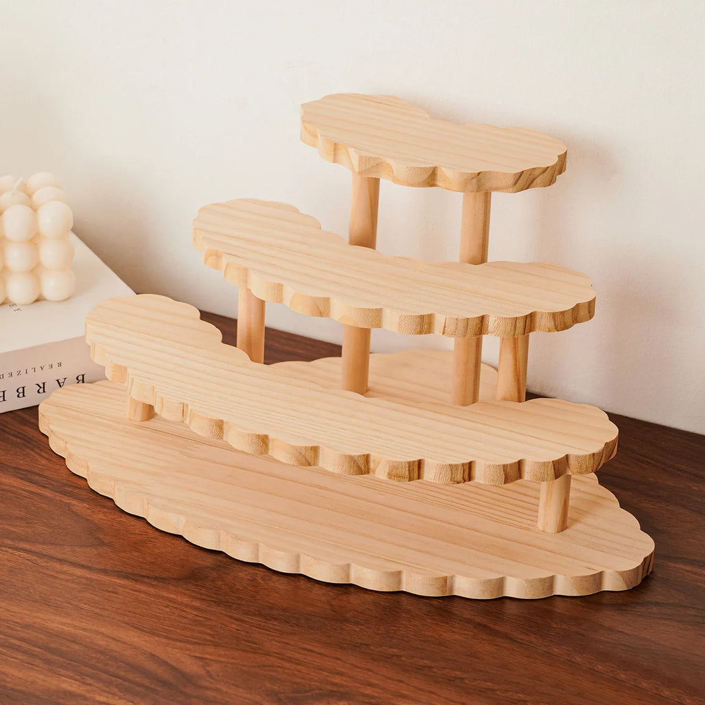 Solid Wood Fan-Shaped Ladder Display Rack | Multi-Layer Organizer