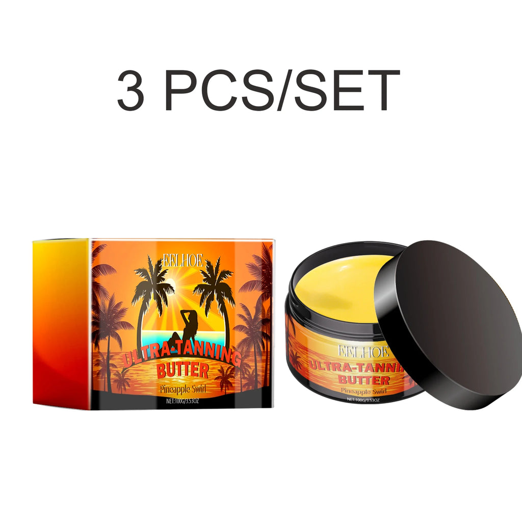 Ultra Tanning Butter Body Moisturizer Coconut Oil Hydrating Nourishing Soft Skin Natural Glow Non Greasy Fast Absorbing 100g Oasis Select 3 PCS