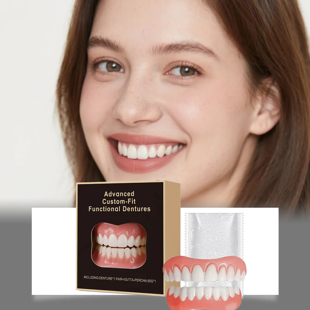 False Teeth Silicone Kit Orthodontic Fake Tooth Soft Comfortable Dentures Oral Hygiene Care Upper Lower Veneers Denture Set Oasis Select