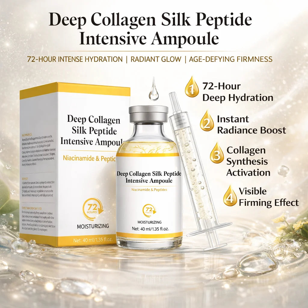 Deep Collagen Silk Peptide Intensive Ampoule Face-Lift Serum with Peptides & Deep Collagen Plumping, Smooth, Korean Skincare Oasis Select