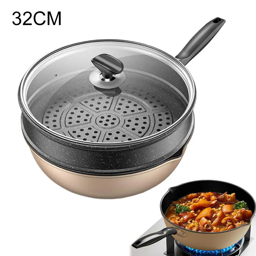 Honeycomb Nonstick Wok – Scratch-Resistant Fry Pan All Stoves