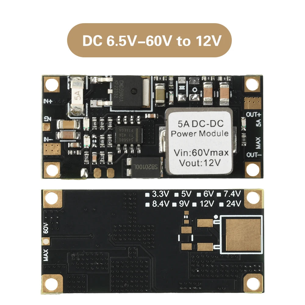 DC-DC 6.5V-60V to 5V 12V Voltage Stabilizing Step-Down Module Mini-Low-Profile Buck Converter Power Supply Oasis Select 12V