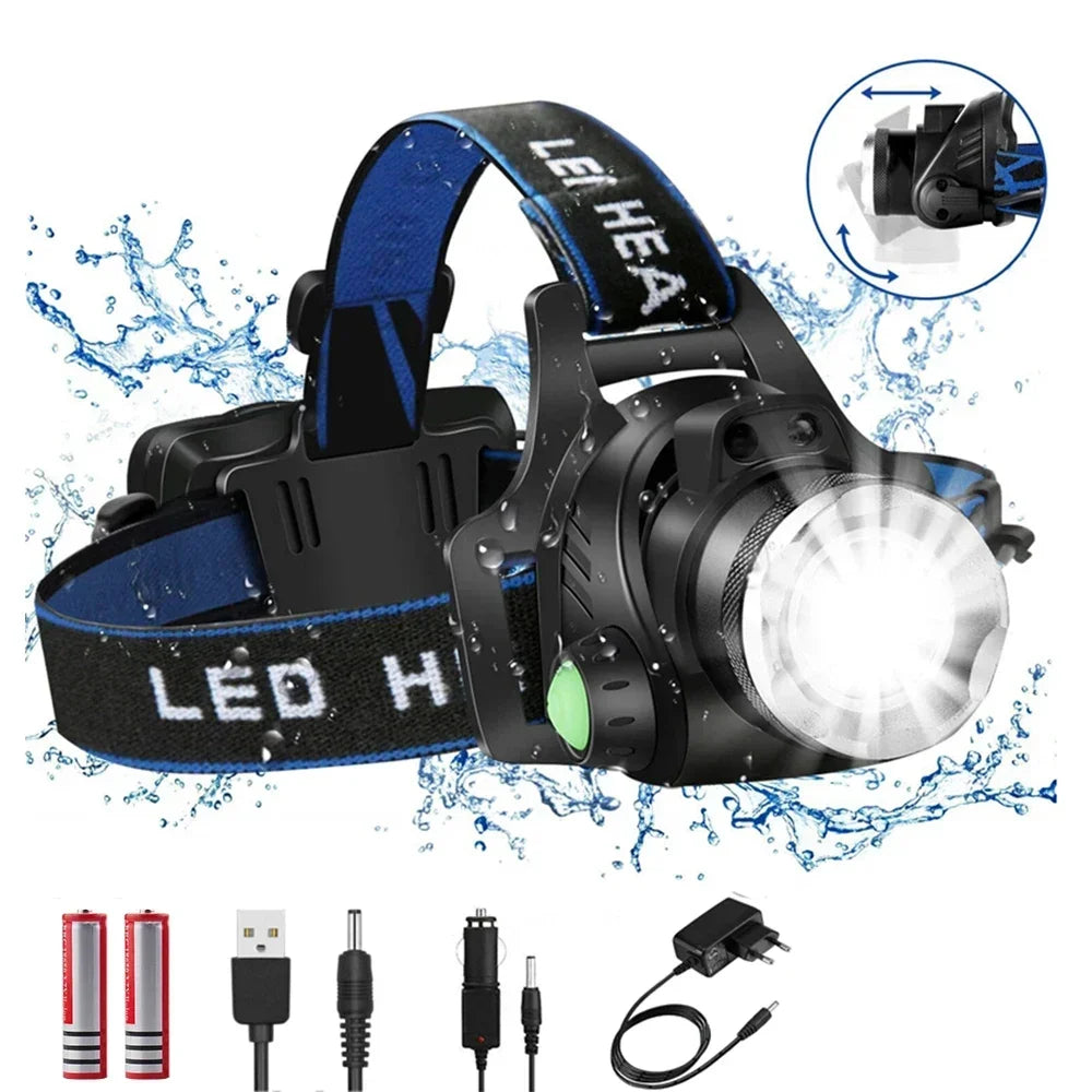 POCKETMAN 30000LM LED Headlamp – Zoomable, Waterproof, 3 Modes