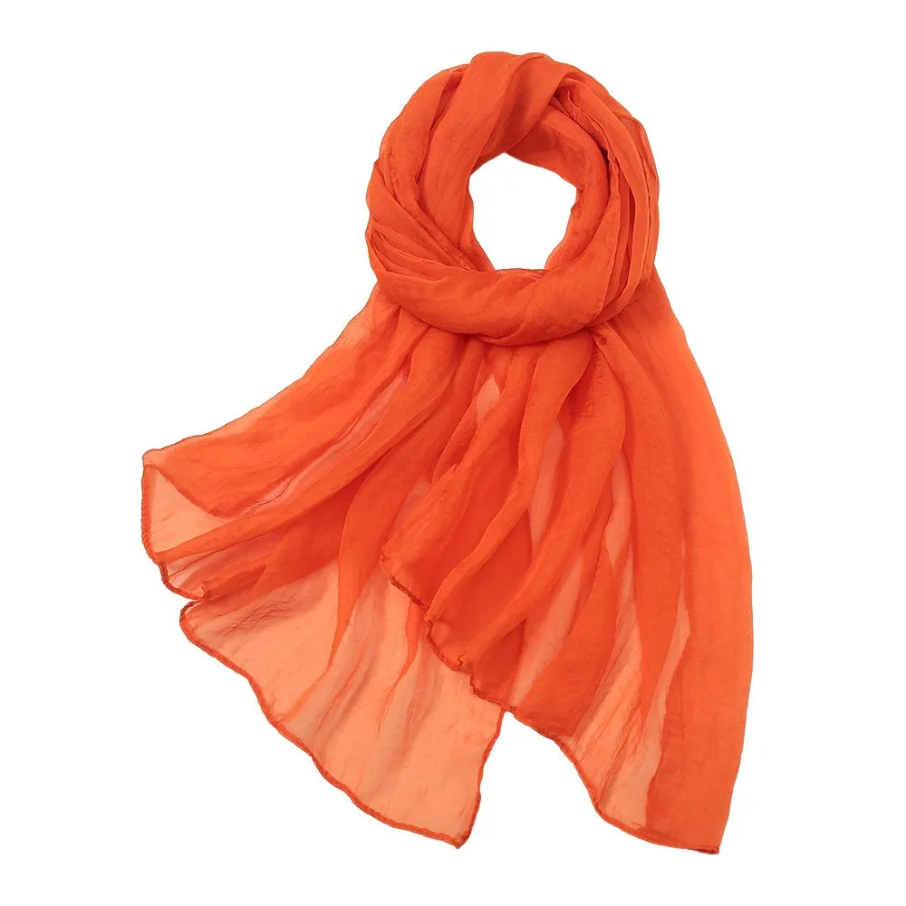 Elegant Solid Color Chiffon Scarf Thin Protection Sunscreen Shawl Soft Long Female Wrap Shawls Summer Oasis Select Orange
