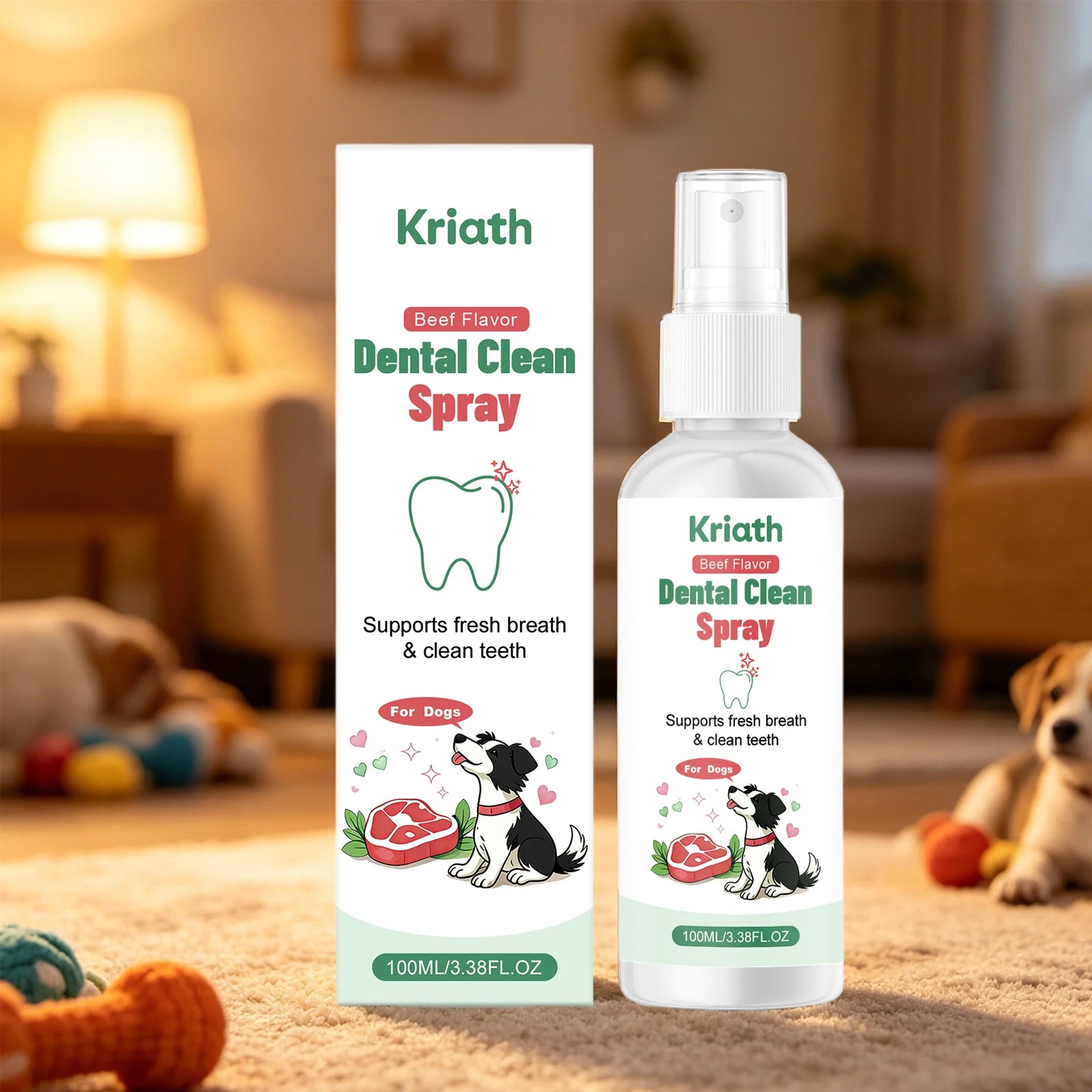 Dog Oral Care Spray Beef Flavor Reduces Plaque & Tartar Buildup Breath Freshener Eliminates Bad Breath Daily Oral Care Oasis Select Default Title