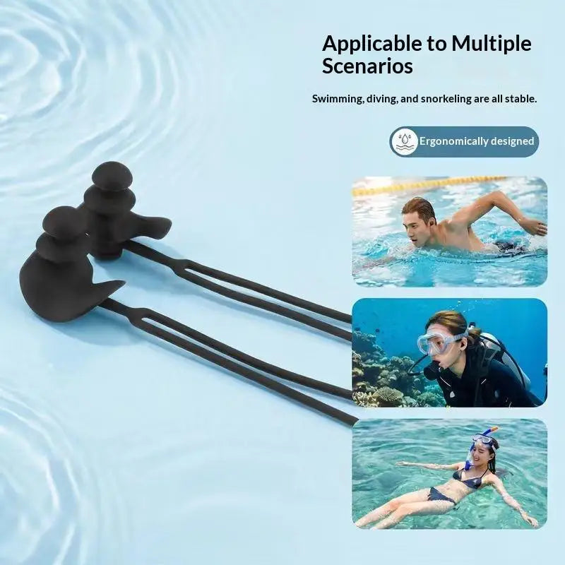 Silicone Swimming Ear Plugs with Lanyard – Waterproof 1 Pair