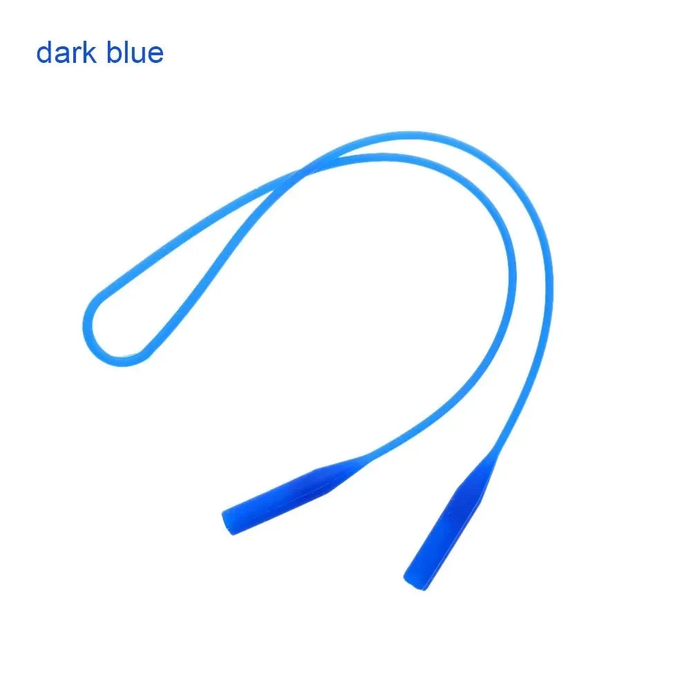 1/2pcs Adjustable Elastic Silicone Eyeglasses Straps Sunglasses Chain Sports Anti-Slip String Glasses Ropes Band Cord Holder Oasis Select Dark blue