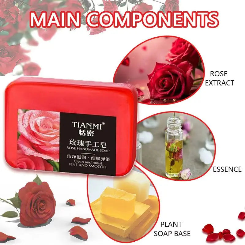 2PCS Rose-Flavored Handmade Essence Soap, Bath and Makeup Removal Handmade Soap, Hydrating and Moisturizing Cleanser Oasis Select