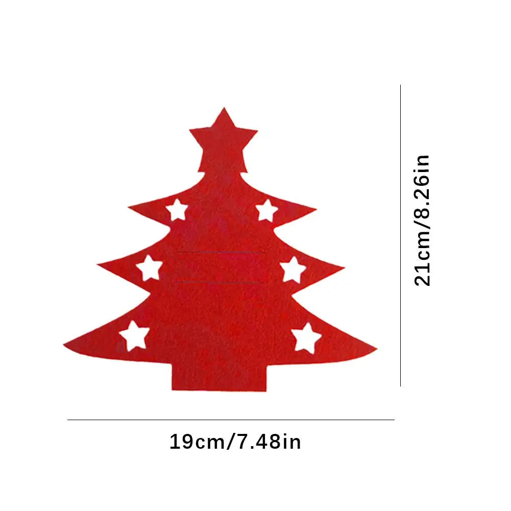 12pcs, Christmas Tree Placemats, Felt Fork and Spoon Bag Set, Suitable for Christmas and Other Holiday Party Table Decoration Oasis Select