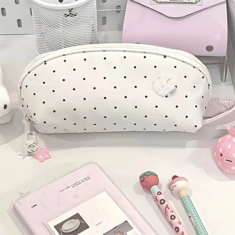 INS Polka Dot Shell Pencil Case Multi-functional Stationery Storage Bag Large Capacity Pen Pouch Student Daily Gift Oasis Select
