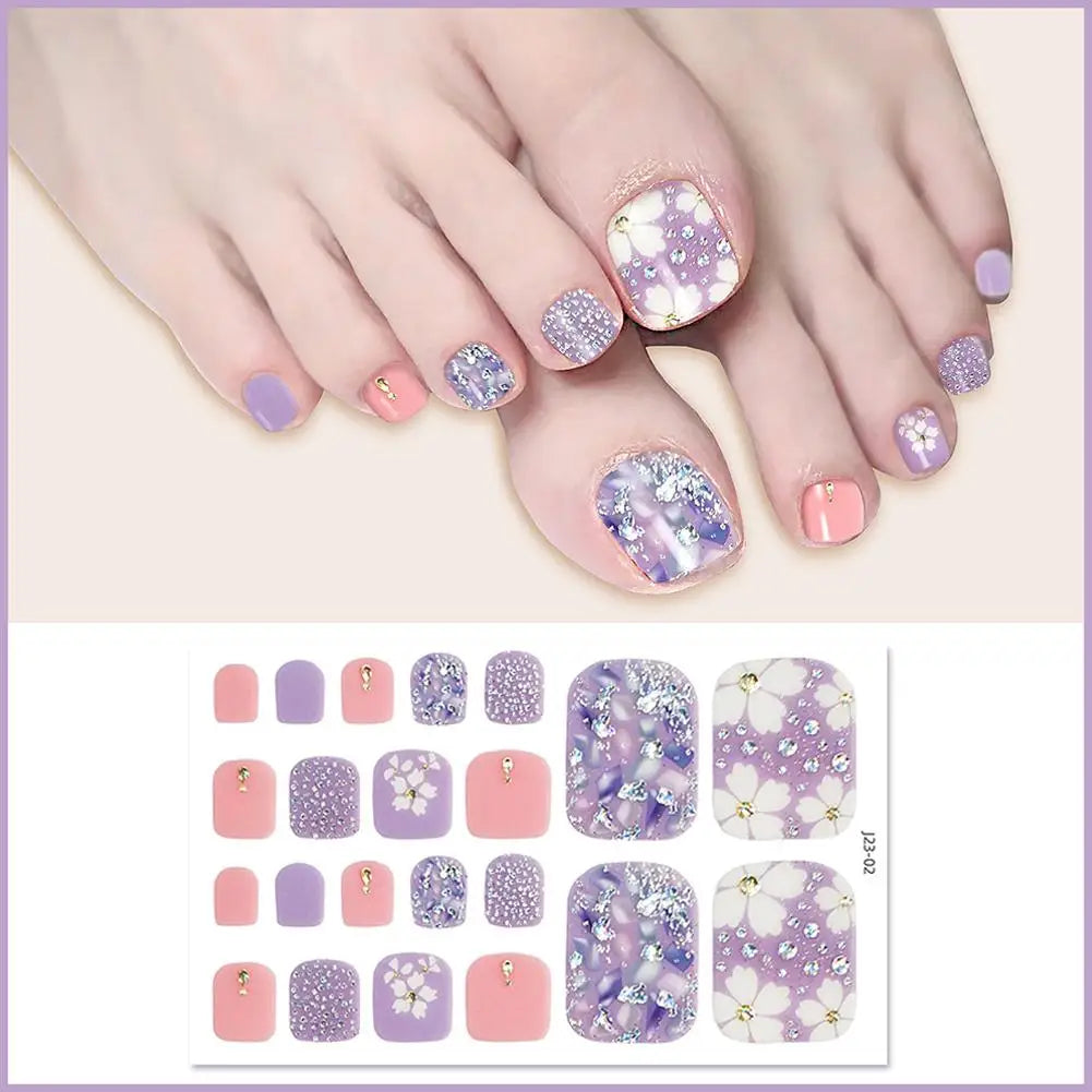 22-Pc Glitter Toe Nail Stickers – French Toenail Wraps Nail Art Stickers Oasis Select 02
