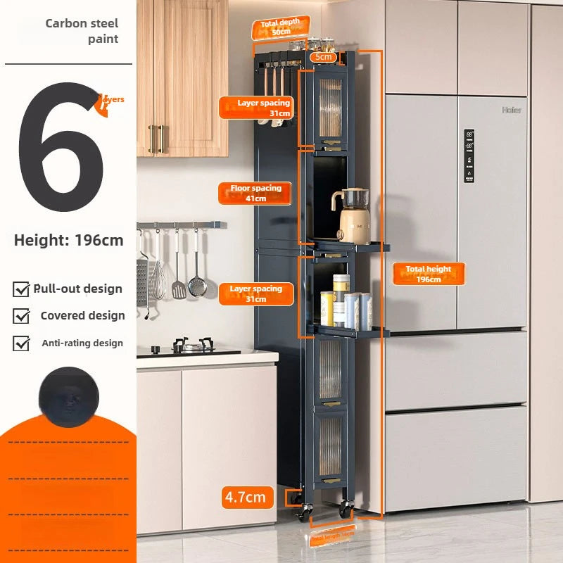Drawable kitchen crevice storage cabinet, multi-layer ultra narrow edge storage cabinet, side crevice storage cabinet Oasis Select 50-16 Six A
