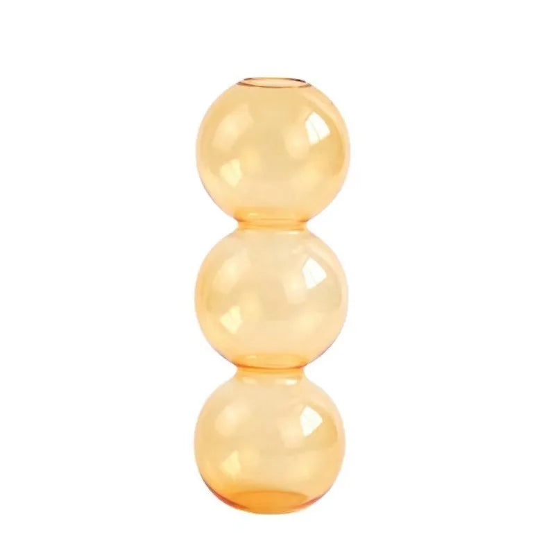 Nordic Glass Bubble Vase - Clear Hydroponic Planter for Home Desk Decor, Cute Simple Gift Idea & Flower Arrangement Decoration Oasis Select Champagne 3balls