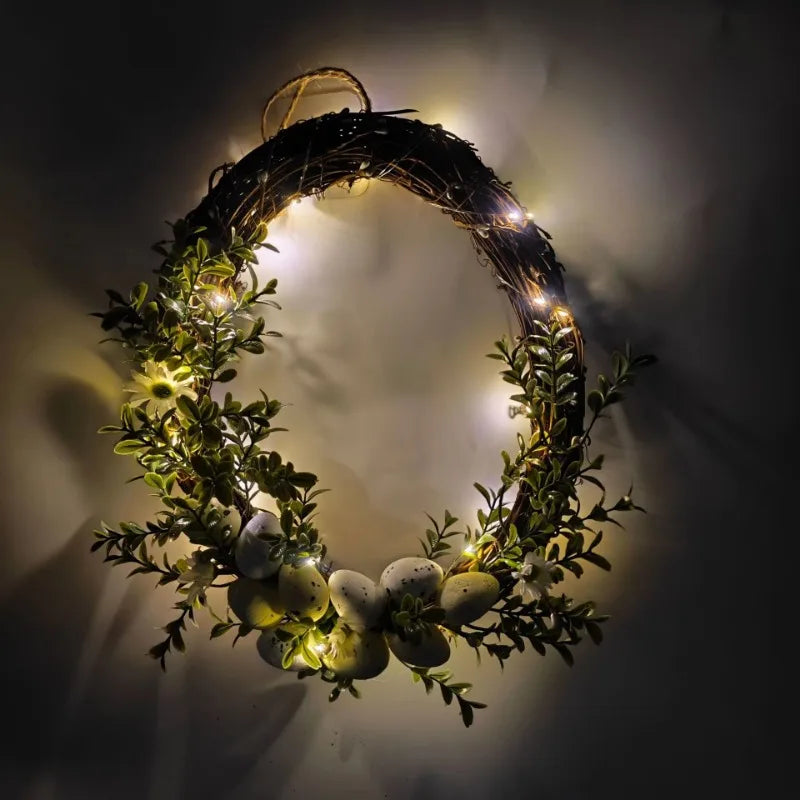 Easter Wreath Simulation Egg Wreath Spring Simulation Flower Wreath Door Hanging Decoration Oasis Select