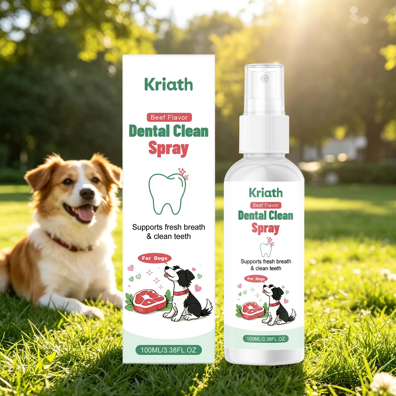 Dog Oral Care Spray Beef Flavor Reduces Plaque & Tartar Buildup Breath Freshener Eliminates Bad Breath Daily Oral Care Oasis Select