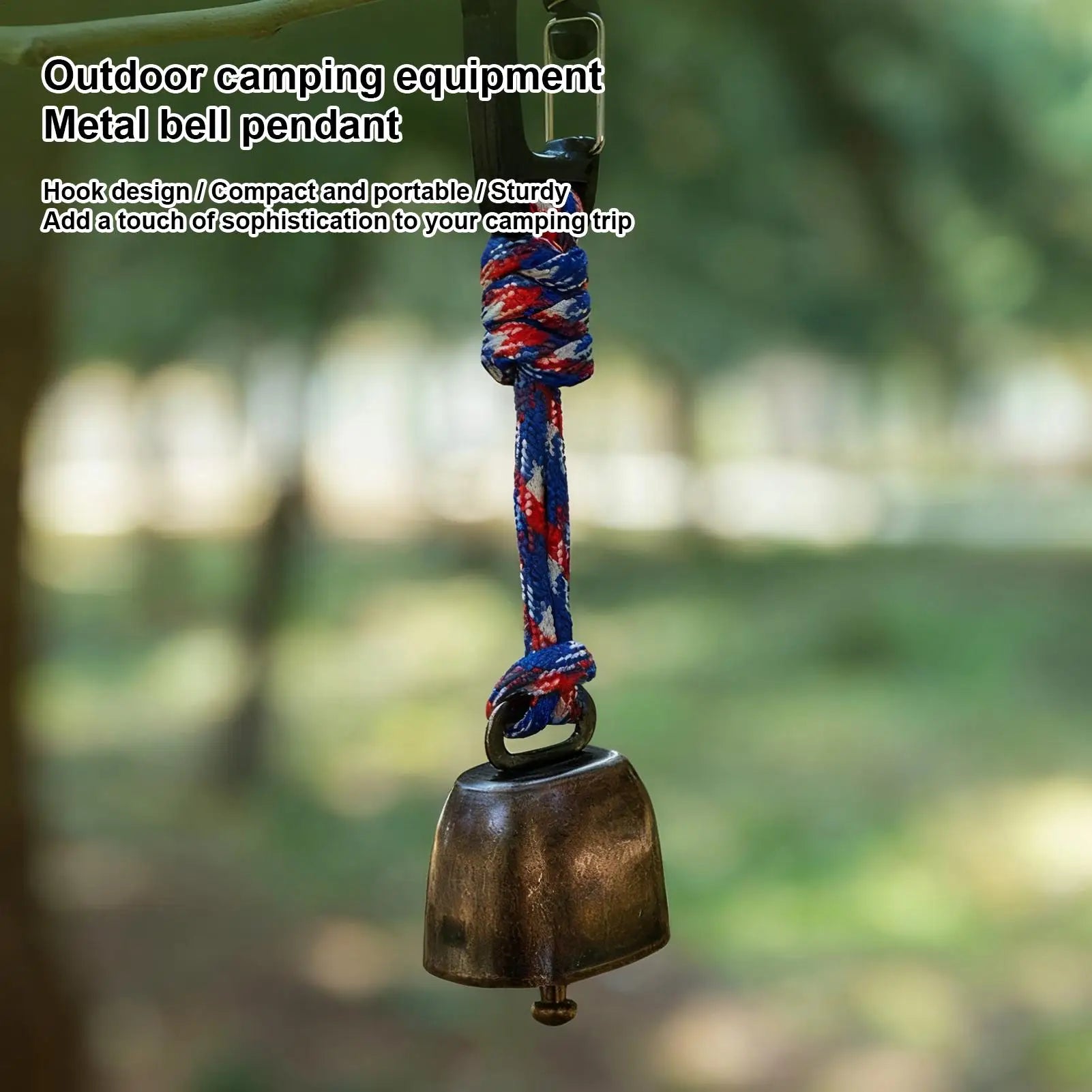 Bear Bell for Outdoor Hiking Camping Loud Cast Iron Cowbell with Hand Braided Lanyard, Anti-Lost Keychain for Backpacking Walk Oasis Select