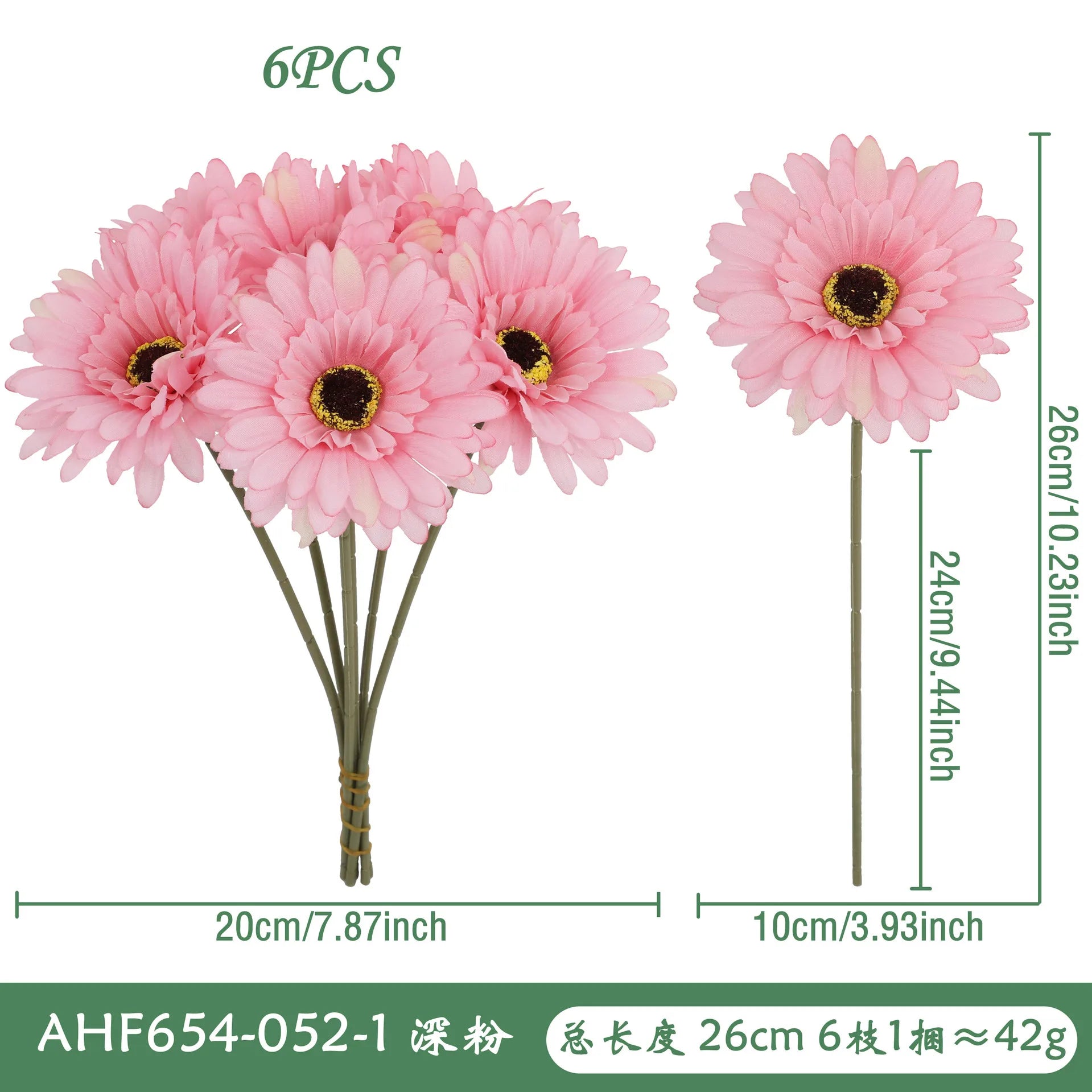 6Pcs Artificial Silk Gerbera Flowers Wedding Bouquet Home Table Hotel Pastoral Decor Floral Arrangement Ornament Oasis Select G