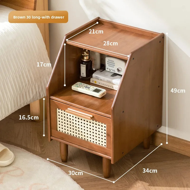 Bedroom bedside table drawer storage cabinet household living room snack locker storage box simple bedside locker Oasis Select Brown simplicity