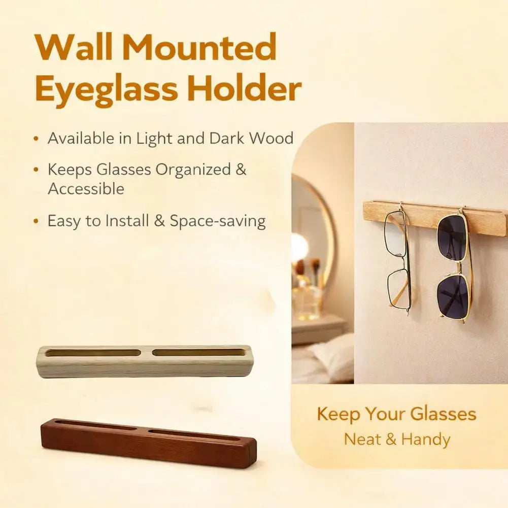 Wall-Mounted Wooden Eyeglasses & Sunglasses Holder Rack