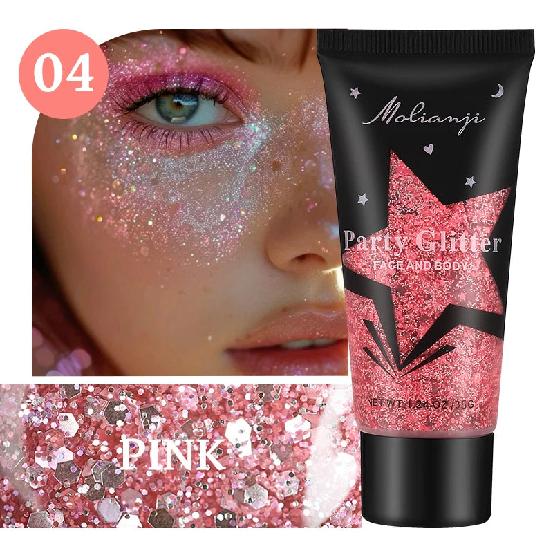 Multicolor Body Glitter – Waterproof & Sweat-Resistant Makeup Body & Face Glitter Oasis Select 04 PINK